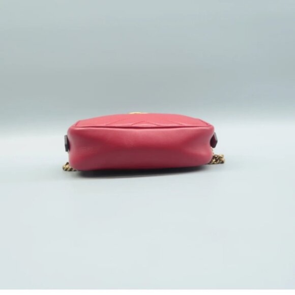 100% Authentic GUCCI GG Marmont Red Leather Shoulder Bag - Picture 5 of 12